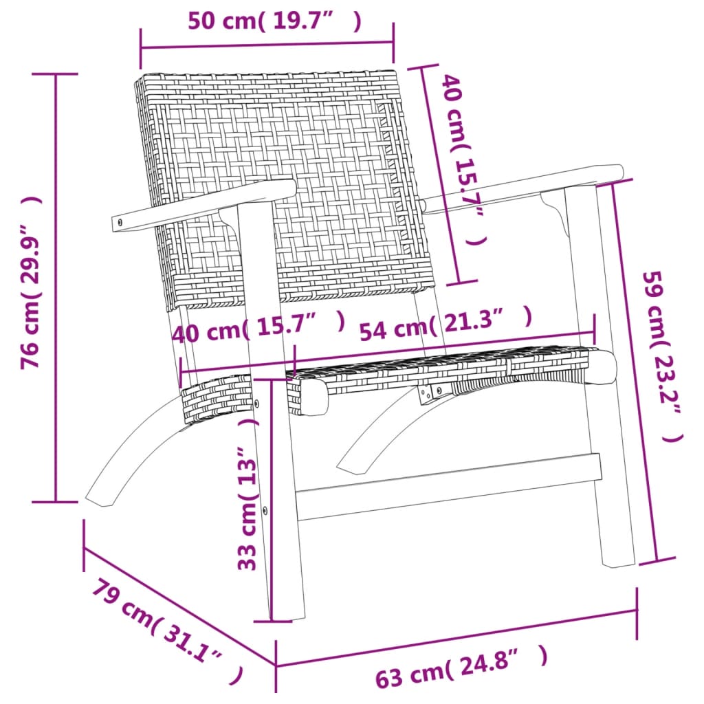 Chaises de jardin lot de 2 beige résine tressée bois d’acacia Salons de jardin vidaXL