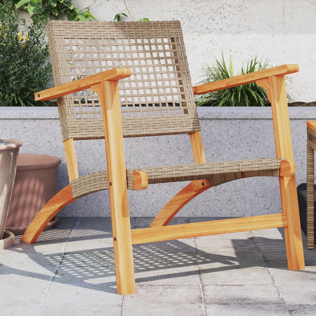 Chaises de jardin lot de 2 beige résine tressée bois d’acacia Salons de jardin vidaXL