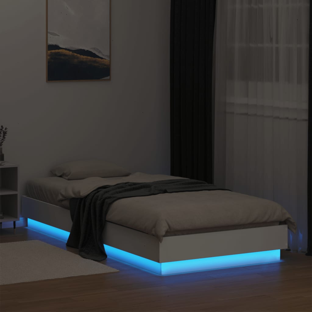 Cadre de lit sans matelas avec lumières LED blanc 100x200 cm - XIOS