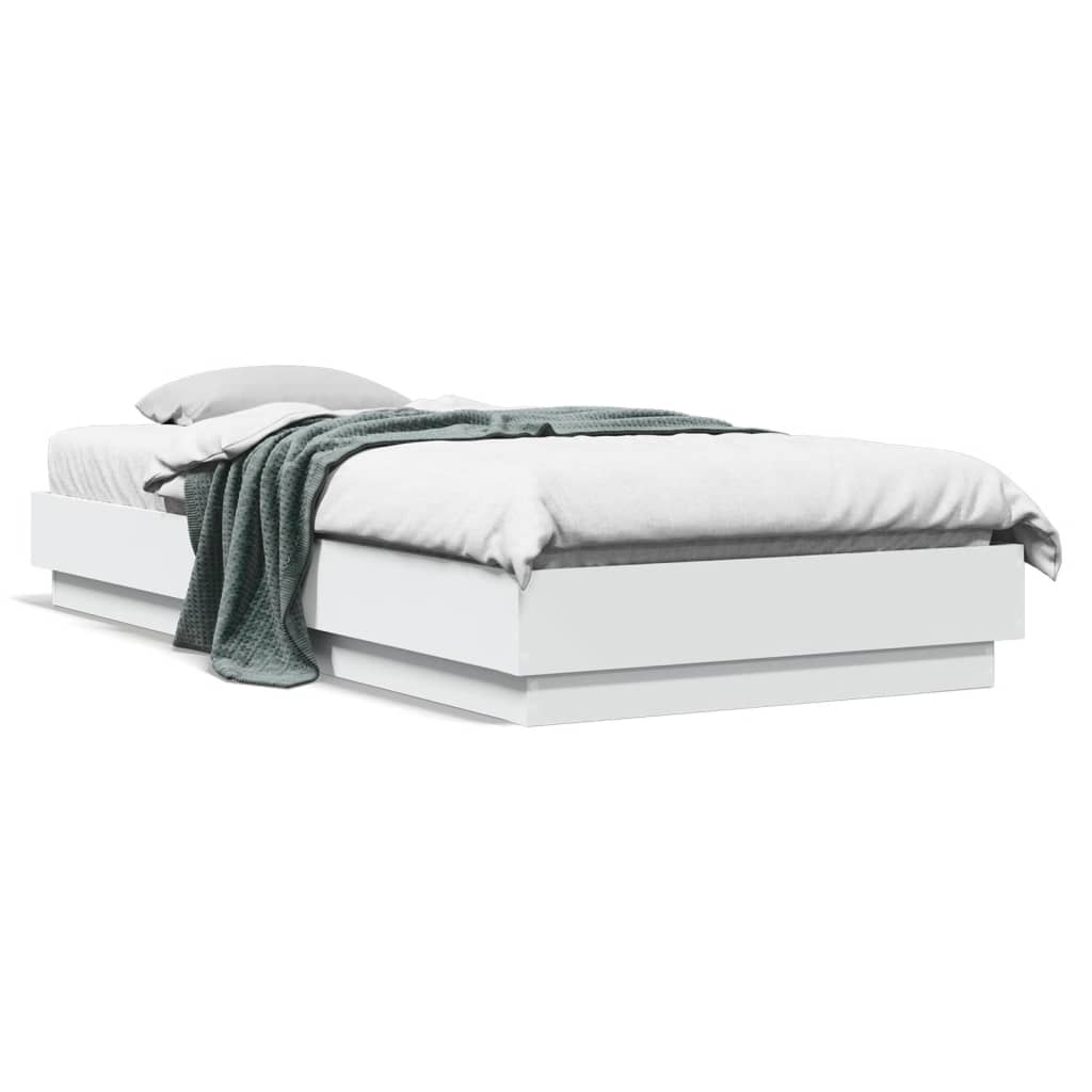 Cadre de lit sans matelas avec lumières LED blanc 100x200 cm - XIOS