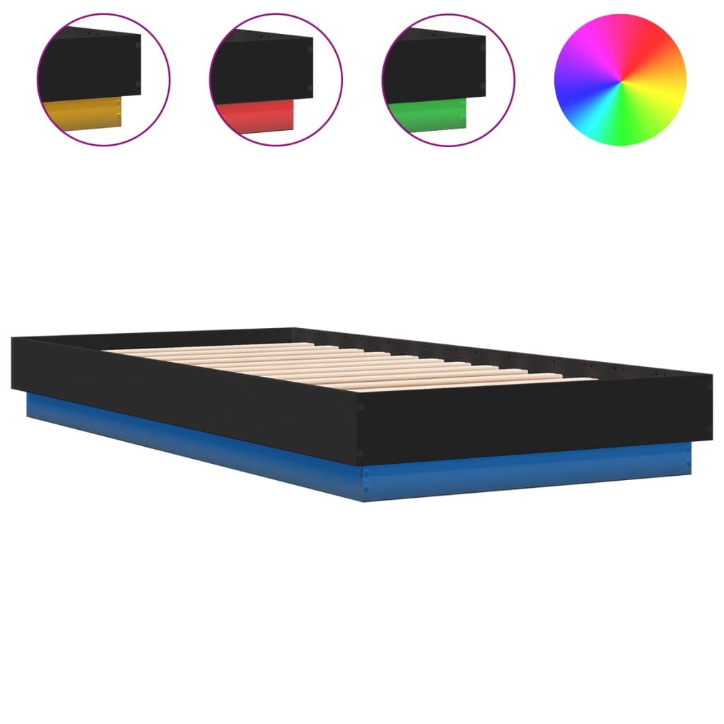 Cadre de lit sans matelas avec lumières LED noir 100x200 cm - XIOS