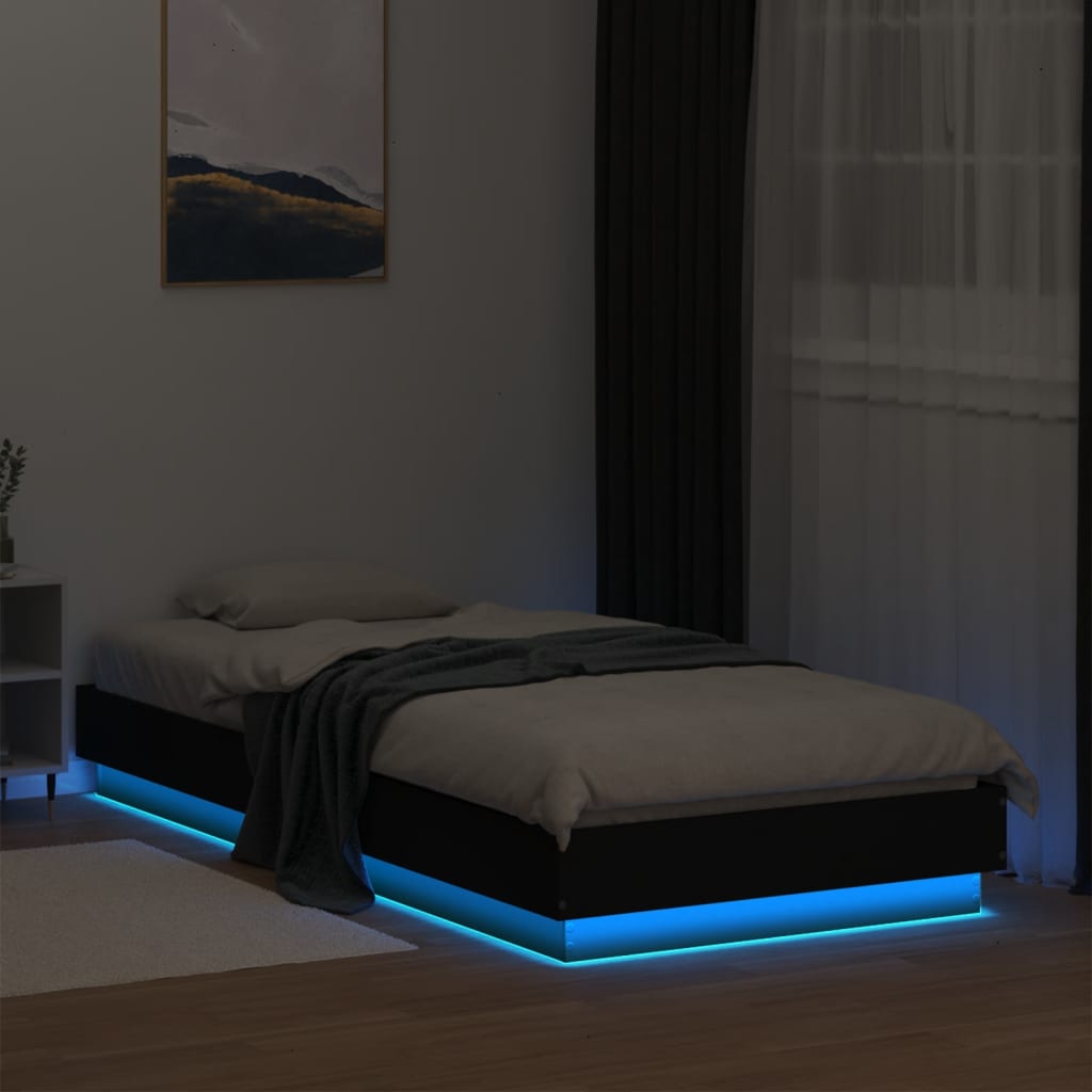 Cadre de lit sans matelas avec lumières LED noir 100x200 cm - XIOS
