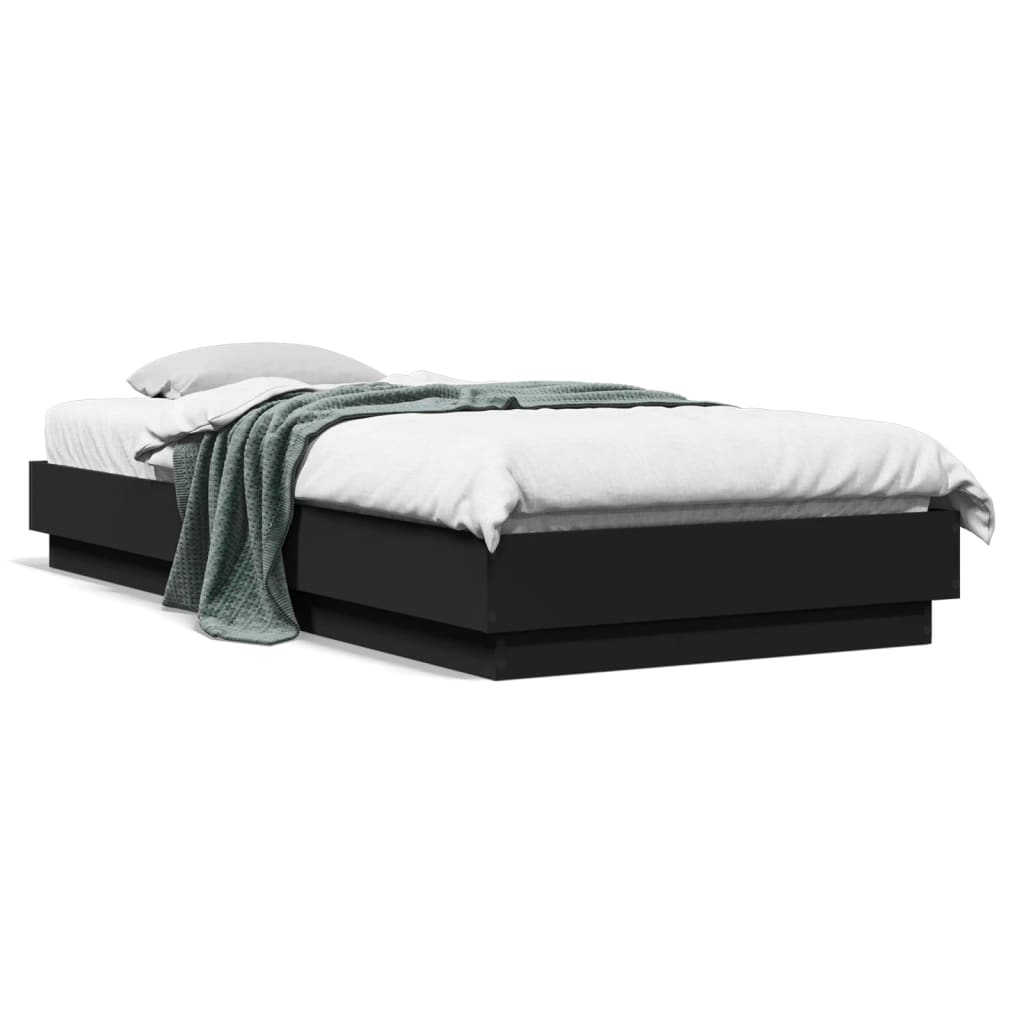Cadre de lit sans matelas avec lumières LED noir 100x200 cm - XIOS
