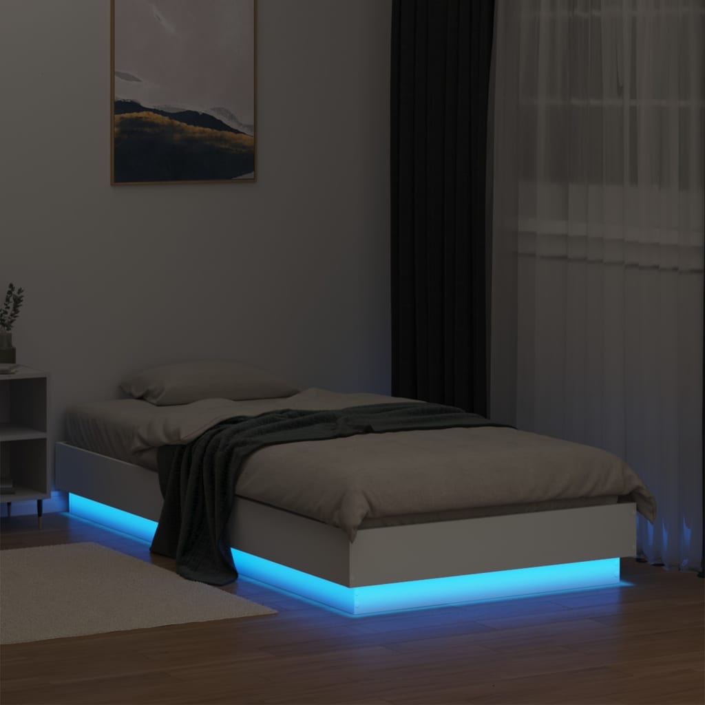 Cadre de lit sans matelas avec lumières LED blanc 90x190 cm - XIOS