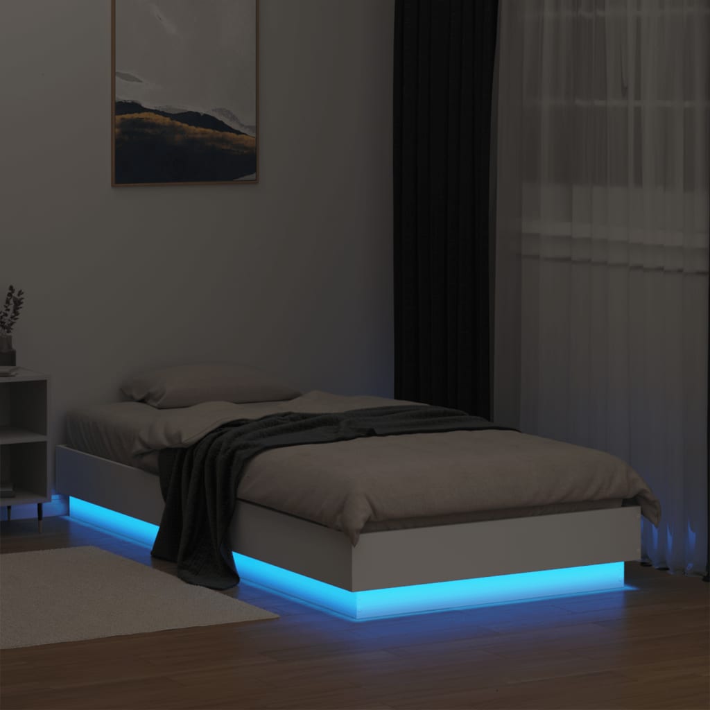 Cadre de lit sans matelas avec lumières LED blanc 75x190 cm - XIOS