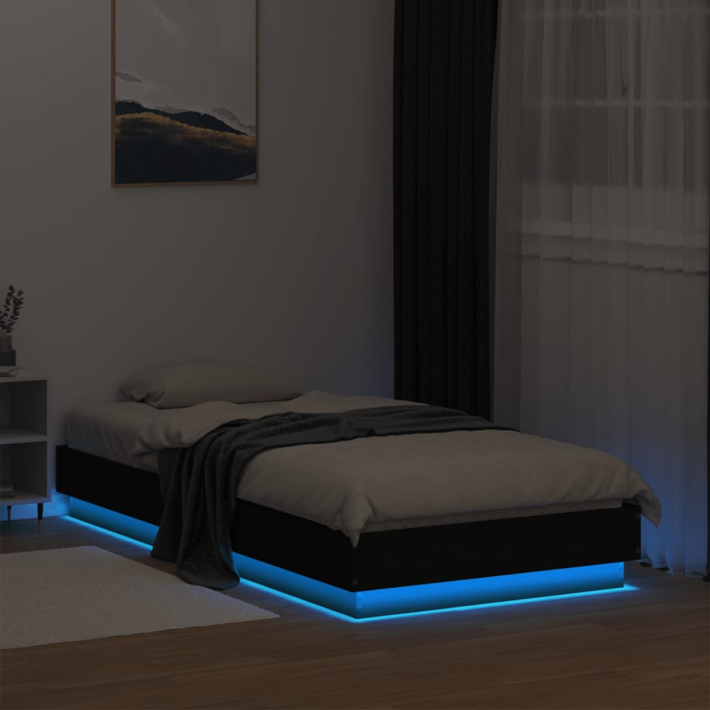 Cadre de lit sans matelas avec lumières LED noir 75x190 cm - XIOS