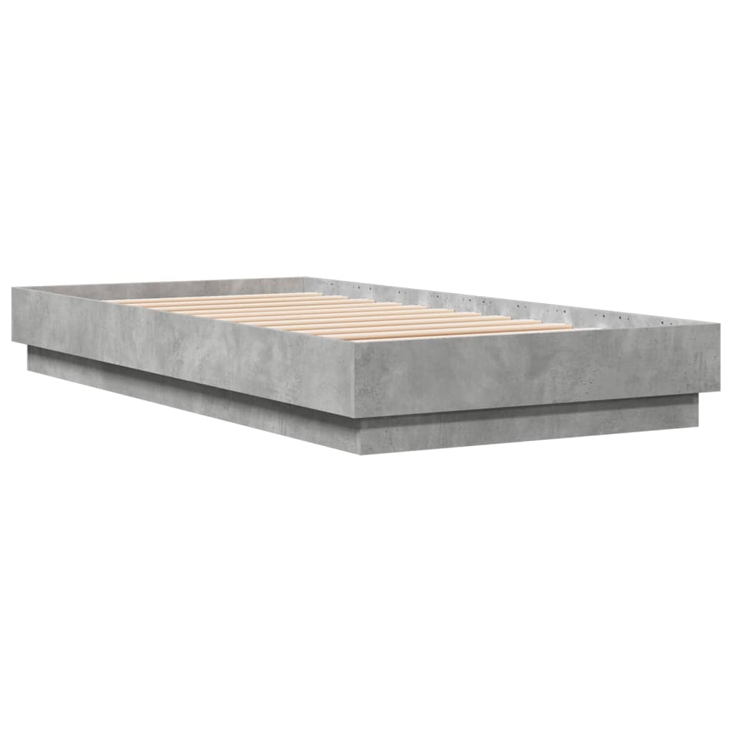 Cadre de lit sans matelas avec lumières LED gris béton 75x190cm - XIOS