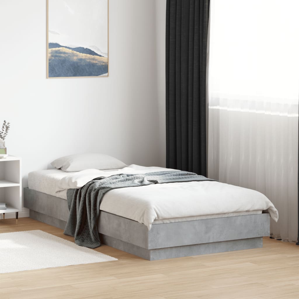 Cadre de lit sans matelas avec lumières LED gris béton 75x190cm - XIOS
