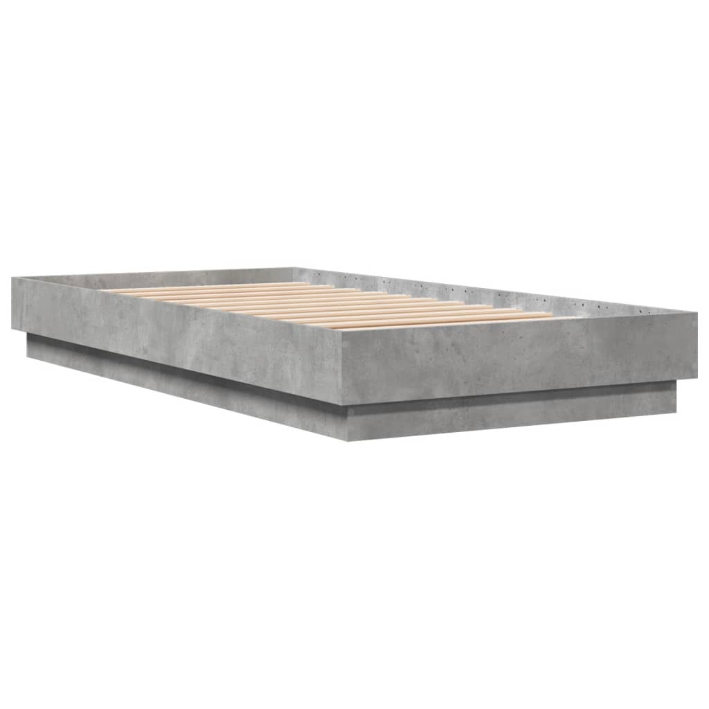 Cadre de lit sans matelas avec lumières LED gris béton 75x190cm - XIOS