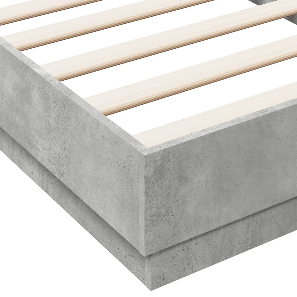 Cadre de lit sans matelas avec lumières LED gris béton 75x190cm - XIOS