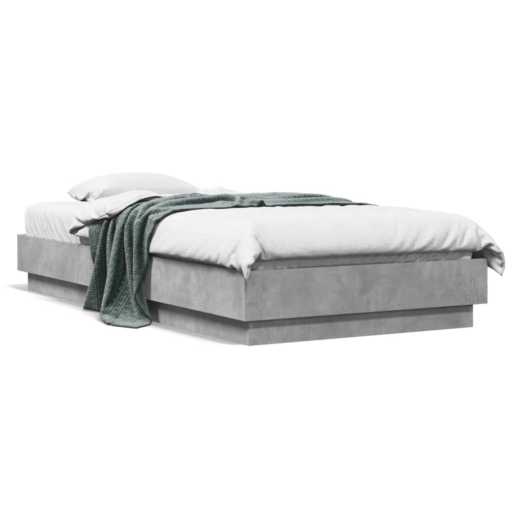 Cadre de lit sans matelas avec lumières LED gris béton 75x190cm - XIOS