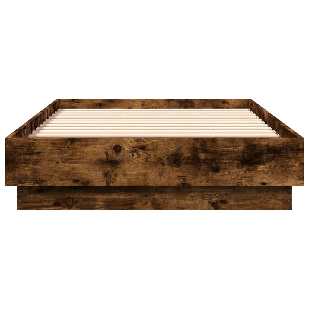 Cadre de lit sans matelas avec lumières LED chêne fumé 75x190cm - XIOS