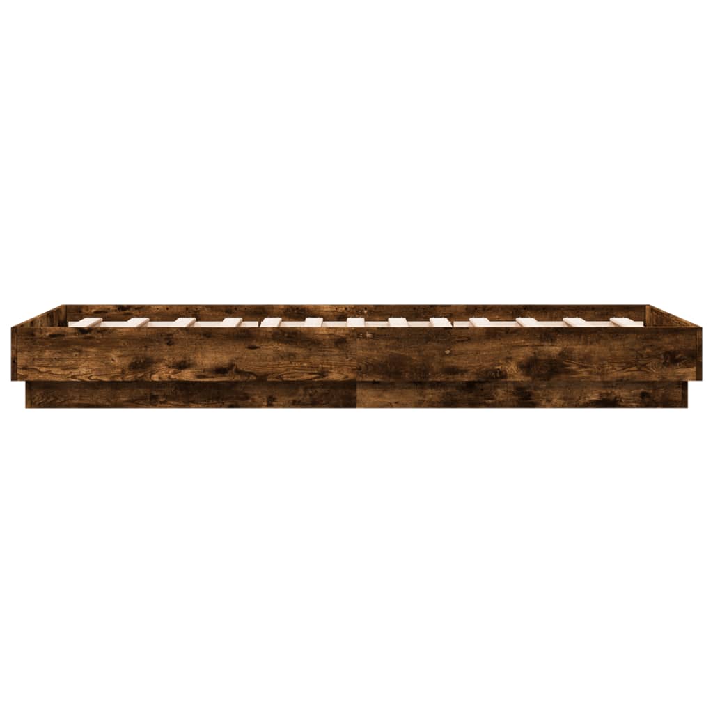 Cadre de lit sans matelas avec lumières LED chêne fumé 75x190cm - XIOS