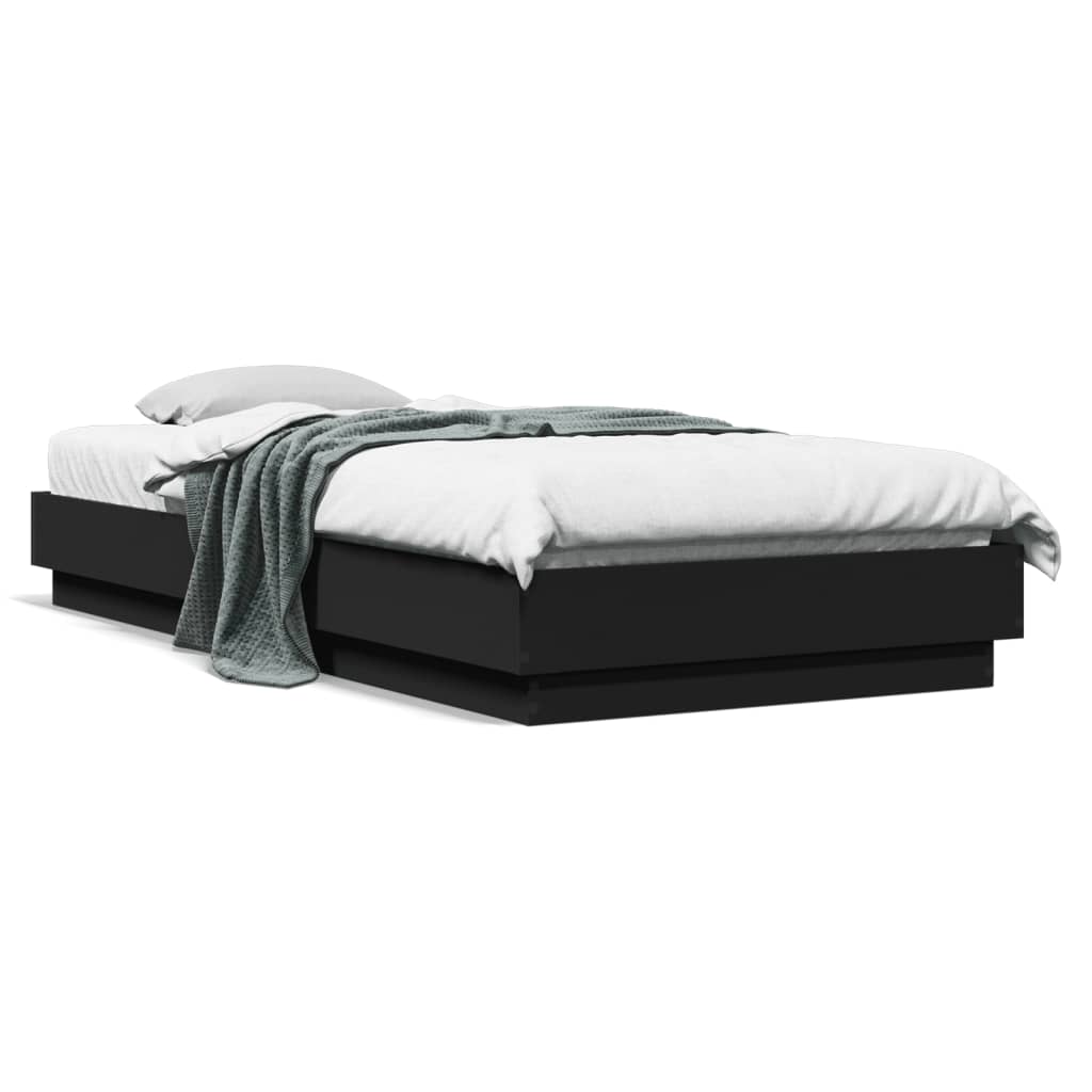 Cadre de lit sans matelas noir 100x200 cm bois d'ingénierie - XIOS