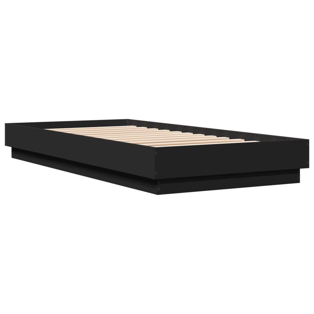 Cadre de lit sans matelas noir 100x200 cm bois d'ingénierie - XIOS