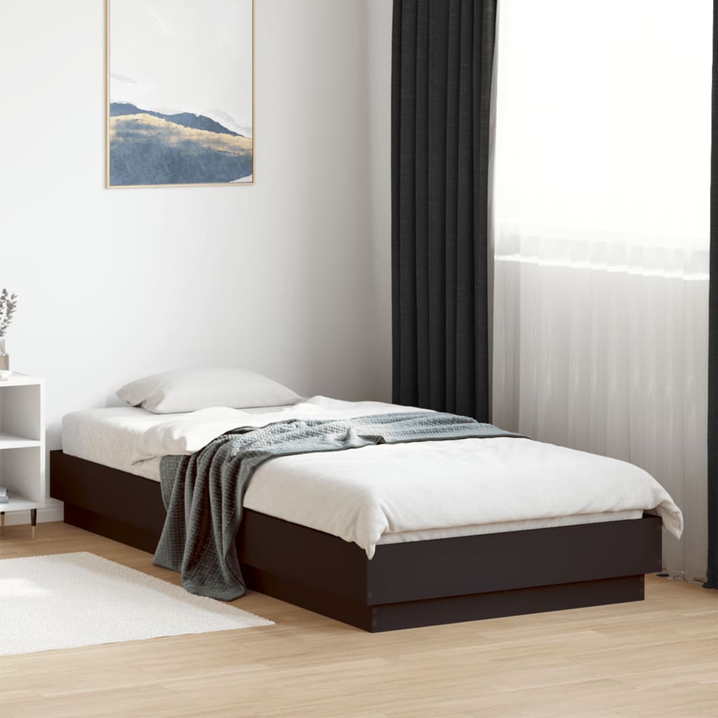 Cadre de lit sans matelas noir 100x200 cm bois d'ingénierie - XIOS