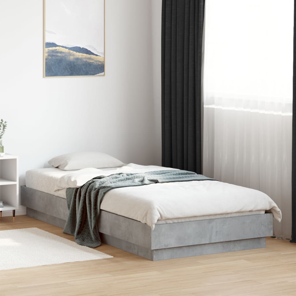 Cadre de lit sans matelas gris béton 100x200 cm - XIOS
