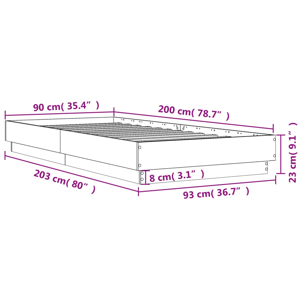 Cadre de lit sans matelas chêne sonoma 90x200 cm - XIOS