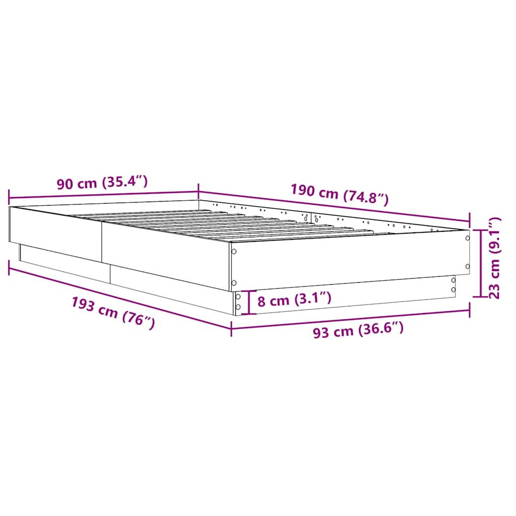 Cadre de lit sans matelas blanc 90x190 cm bois d'ingénierie - XIOS