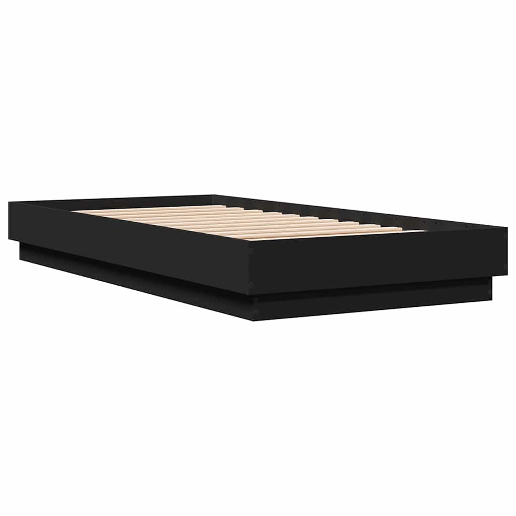 Cadre de lit sans matelas noir 90x190 cm bois ingénierie - XIOS