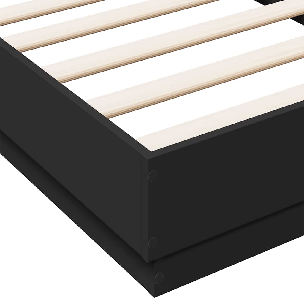 Cadre de lit sans matelas noir 90x190 cm bois ingénierie - XIOS