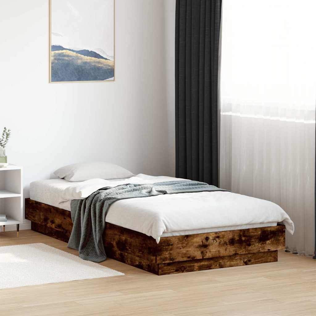 Cadre de lit sans matelas chêne fumé 90x190cm bois d'ingénierie - XIOS