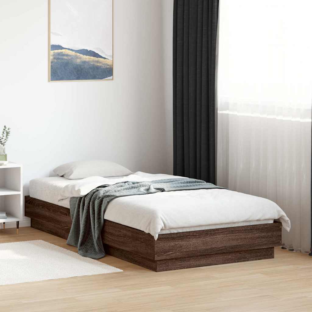 Cadre de lit sans matelas chêne marron 90x190cm bois ingénierie - XIOS