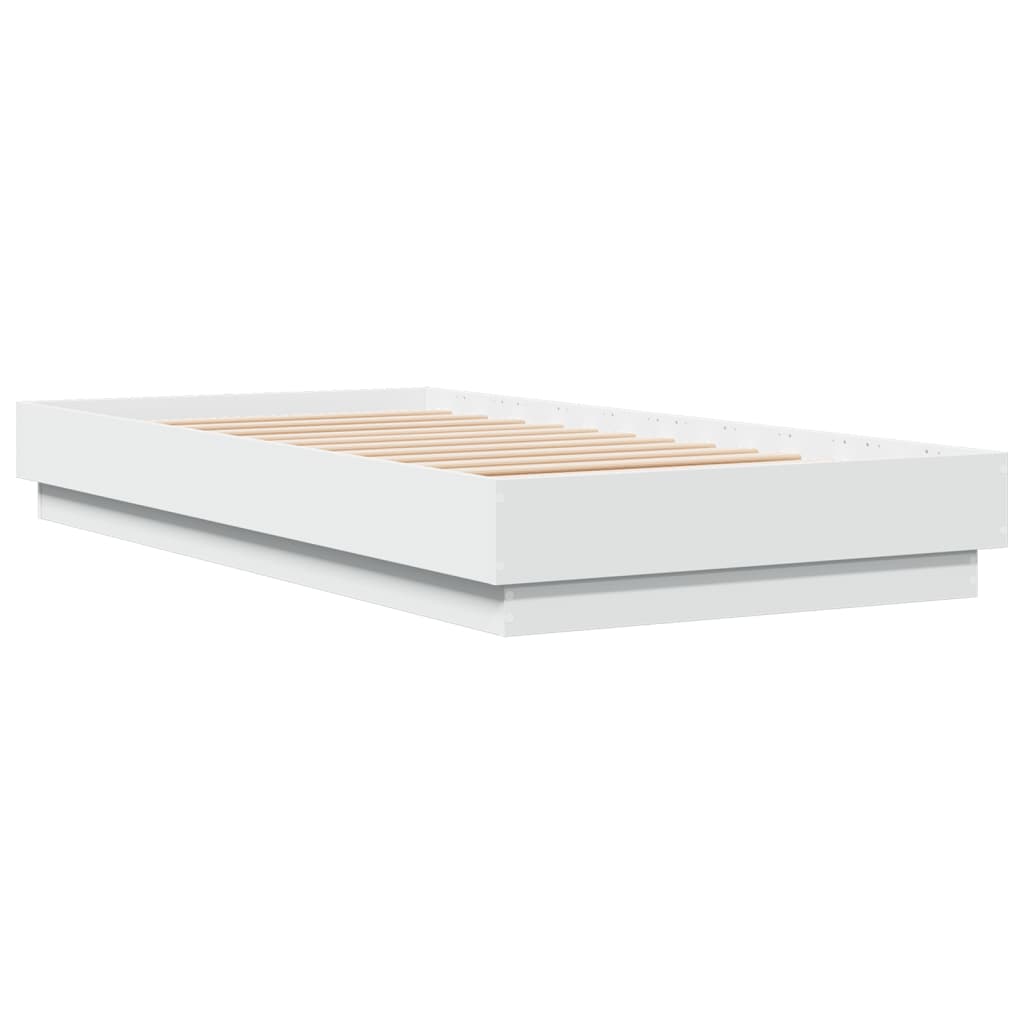 Cadre de lit sans matelas blanc 75x190 cm bois d'ingénierie - XIOS