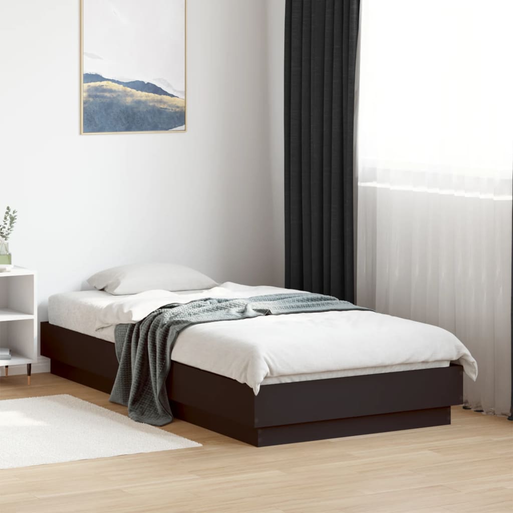 Cadre de lit sans matelas noir 75x190 cm bois ingénierie - XIOS