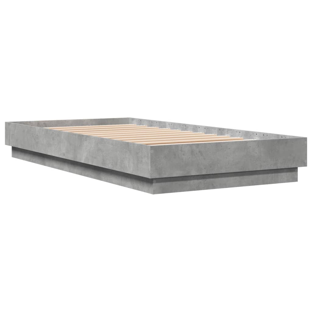 Cadre de lit sans matelas gris béton 75x190 cm - XIOS