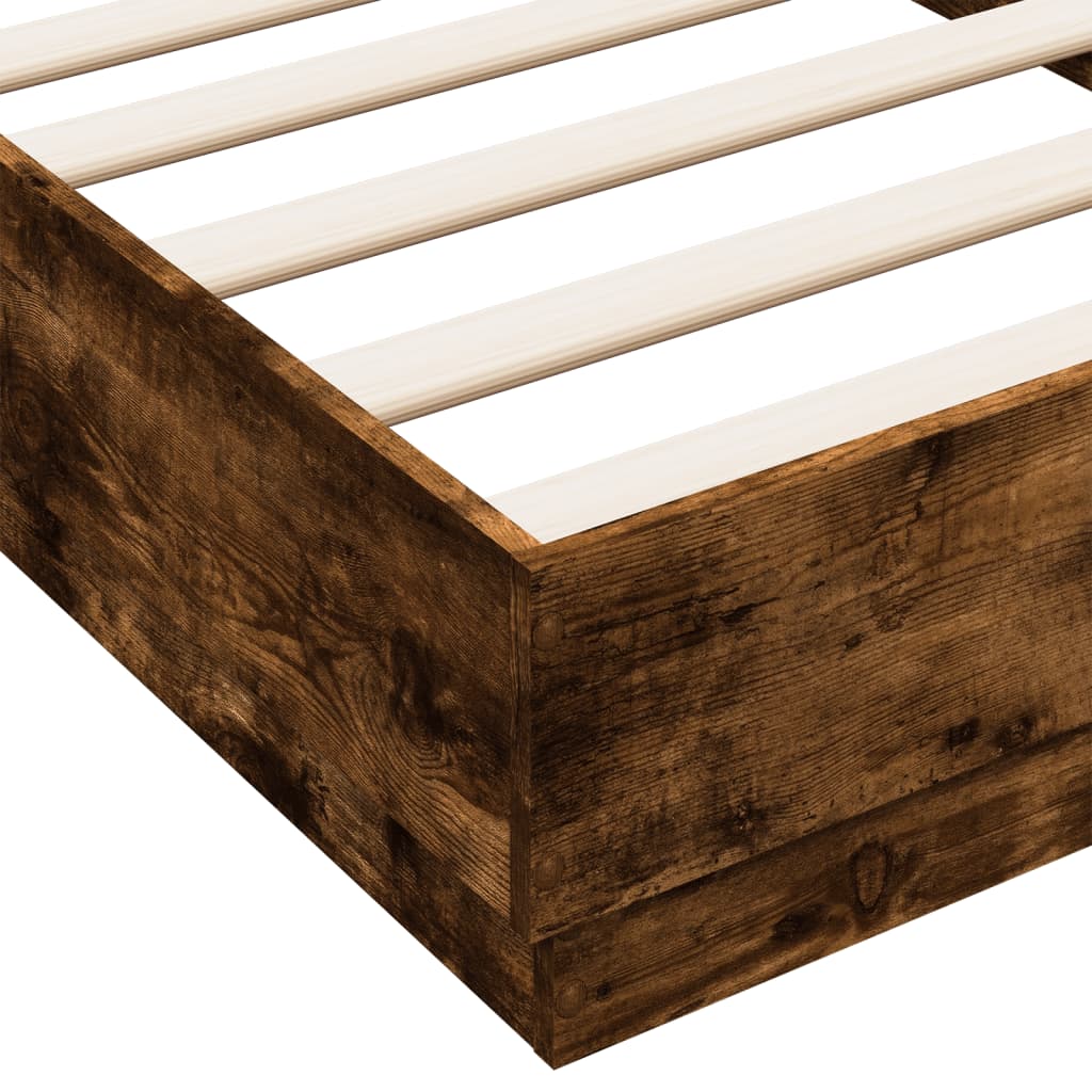 Cadre de lit sans matelas chêne fumé 75x190cm bois d'ingénierie - XIOS
