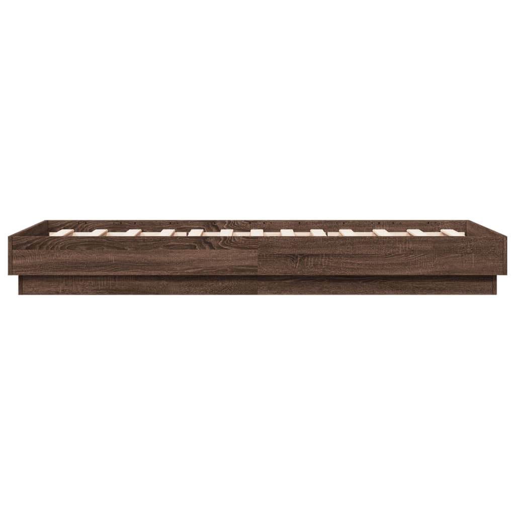Cadre de lit sans matelas chêne marron 75x190cm bois ingénierie - XIOS