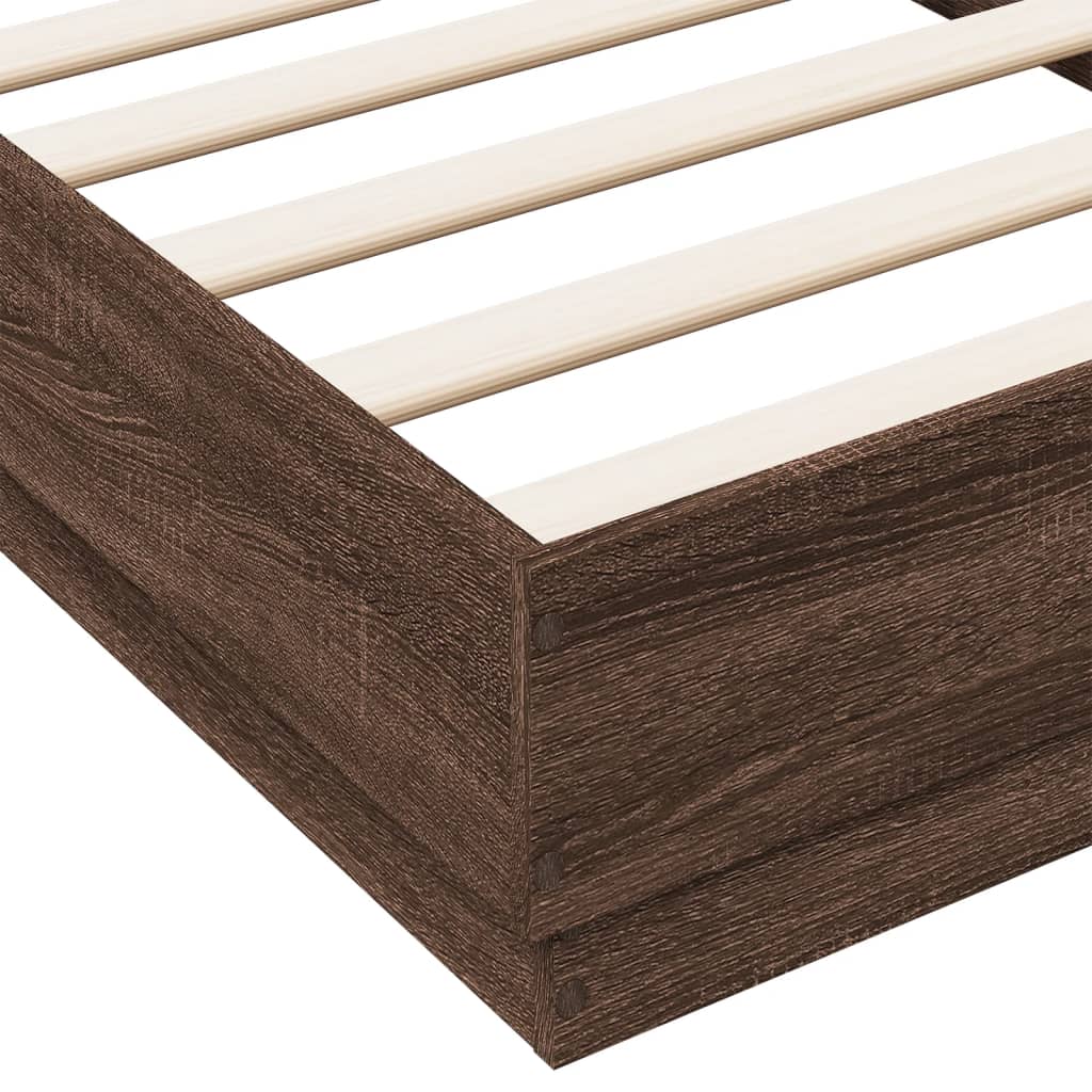 Cadre de lit sans matelas chêne marron 75x190cm bois ingénierie - XIOS