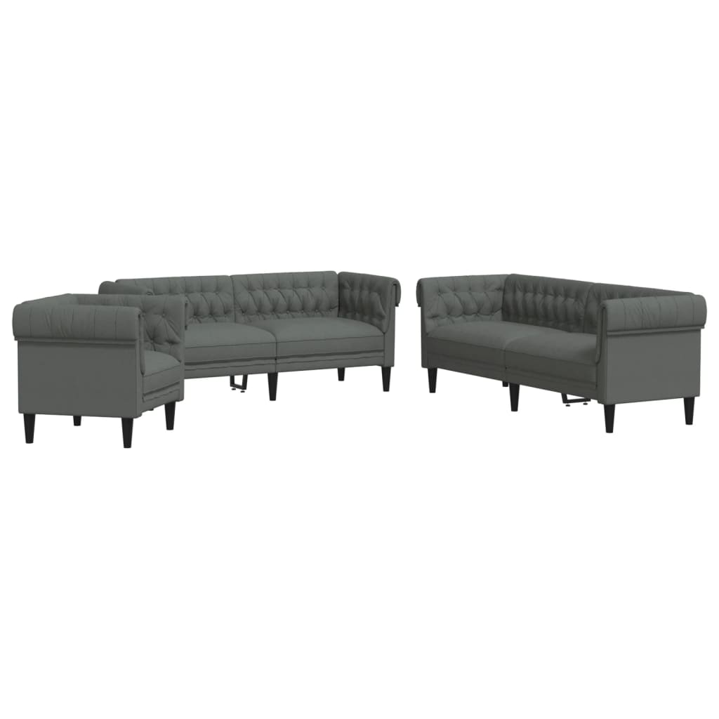 Ensemble de canapés 3 pcs gris foncé tissu - XIOS