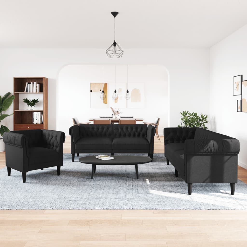Ensemble de canapés 3 pcs noir tissu - XIOS