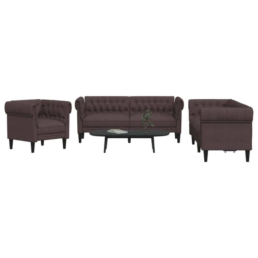 Ensemble de canapés 3 pcs marron foncé tissu - XIOS