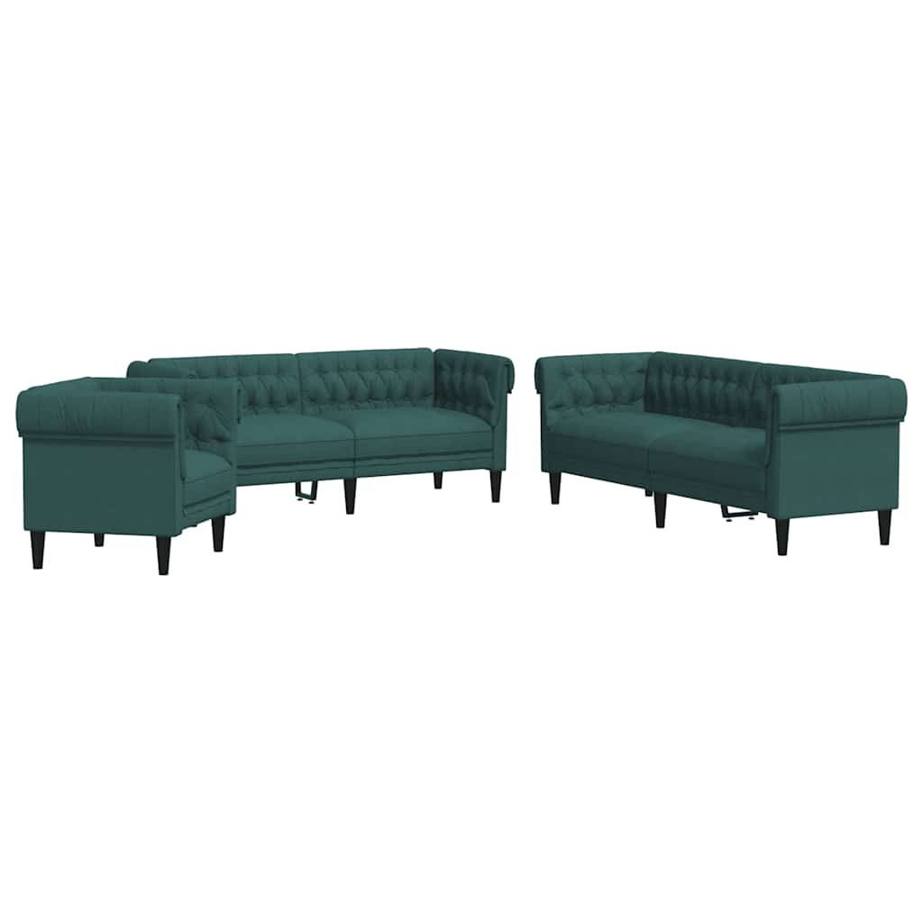 Ensemble de canapés 3 pcs vert foncé tissu - XIOS