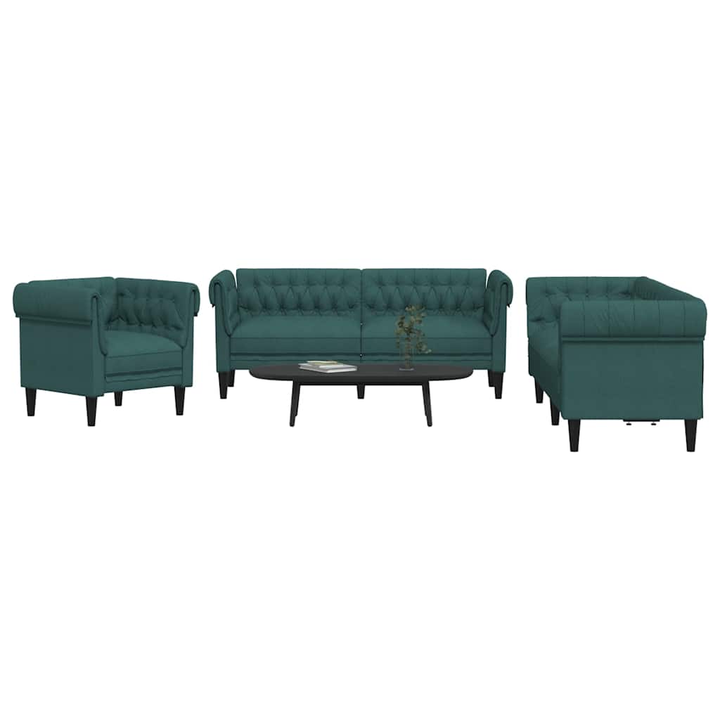 Ensemble de canapés 3 pcs vert foncé tissu - XIOS
