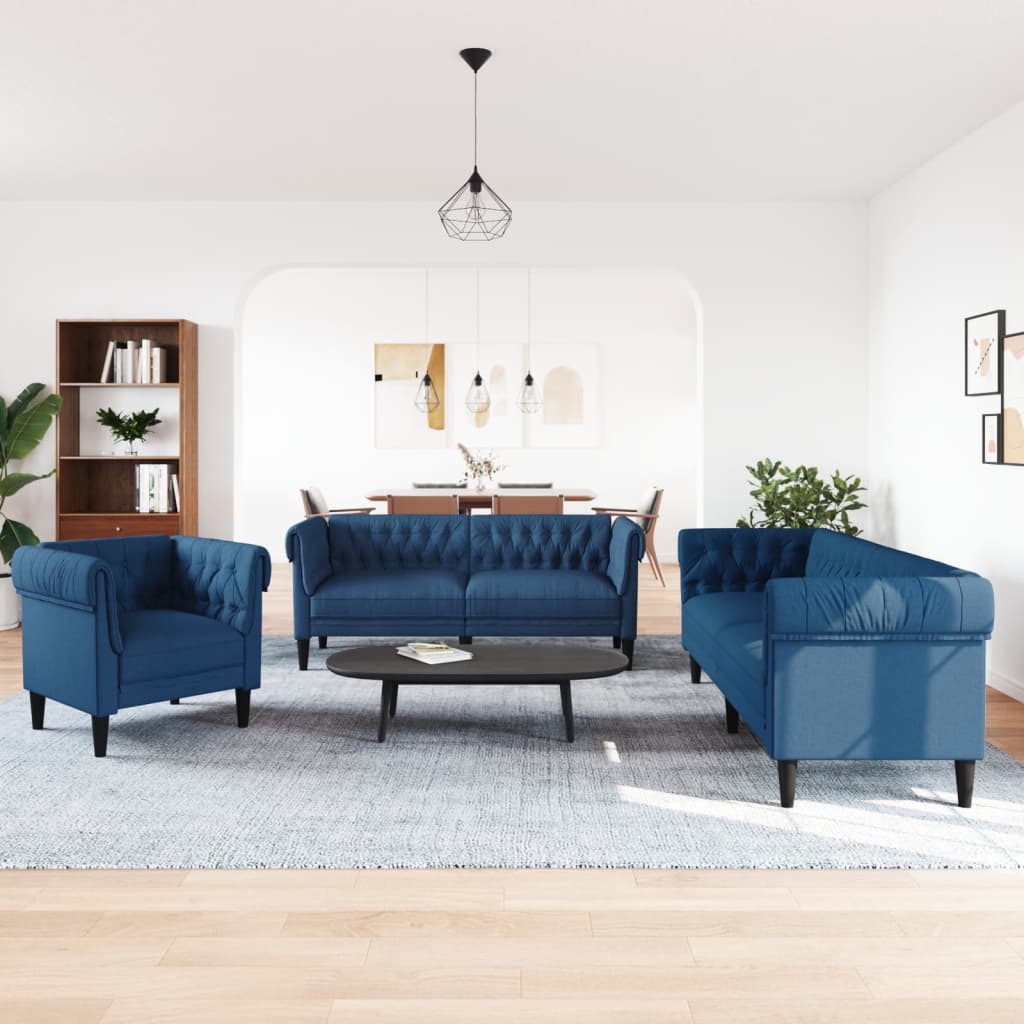 Ensemble de canapés 3 pcs bleu tissu - XIOS