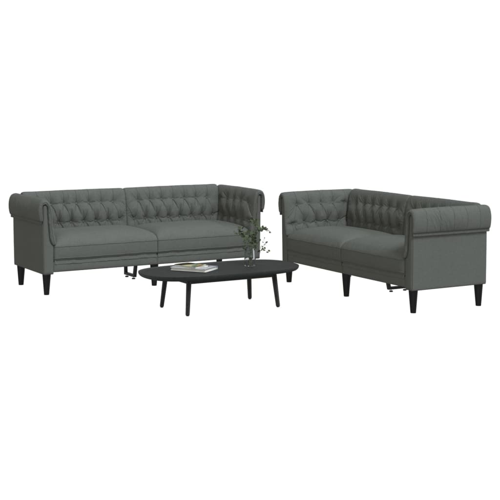 Ensemble de canapés 2 pcs gris foncé tissu - XIOS