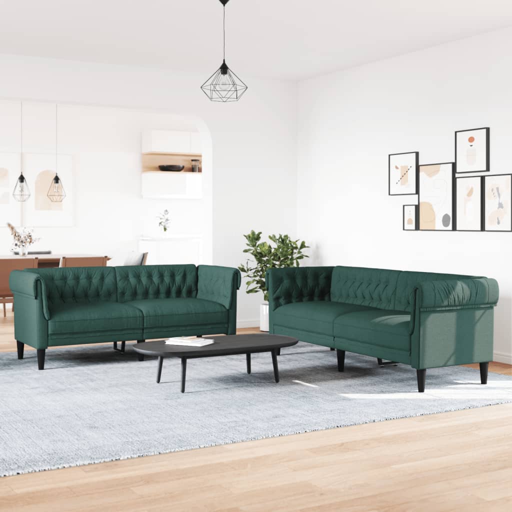 Ensemble de canapés 2 pcs vert foncé tissu - XIOS