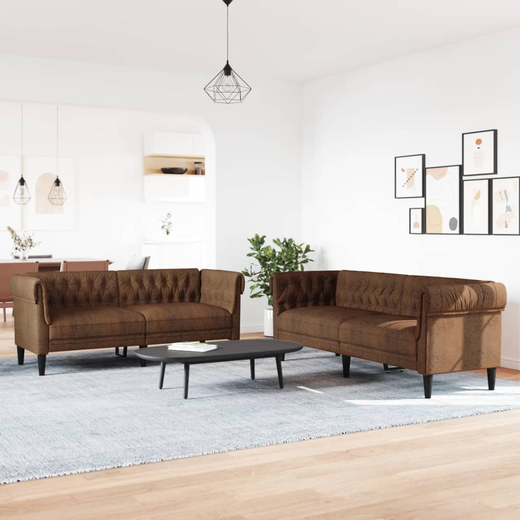 Ensemble de canapés 2 pcs marron tissu - XIOS