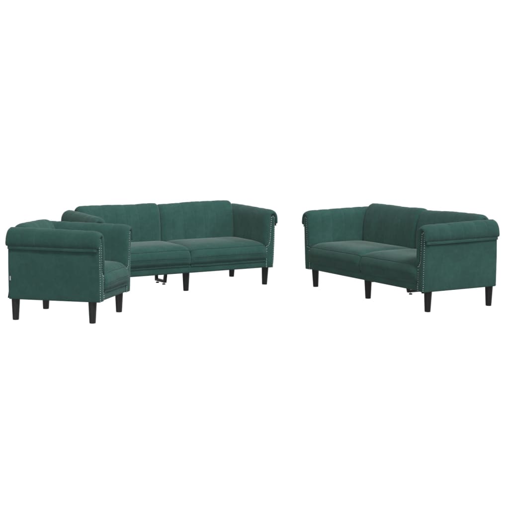 Ensemble de canapés 3 pcs vert foncé velours - XIOS
