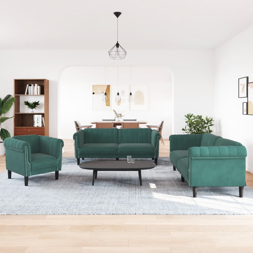 Ensemble de canapés 3 pcs vert foncé velours - XIOS