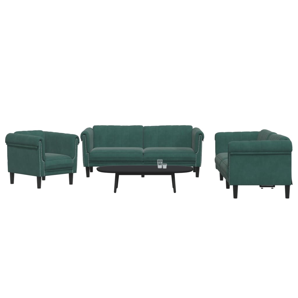 Ensemble de canapés 3 pcs vert foncé velours - XIOS
