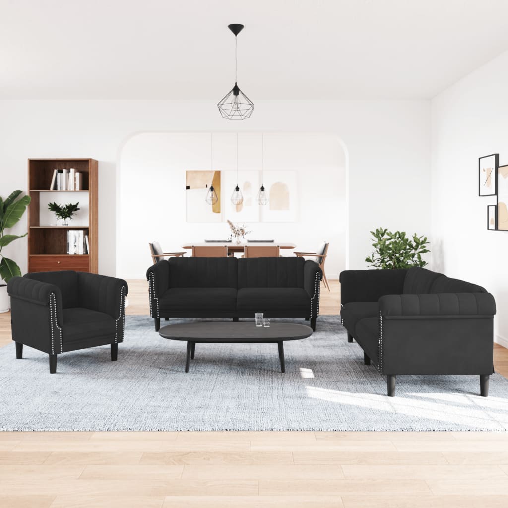 Ensemble de canapés 3 pcs noir velours - XIOS