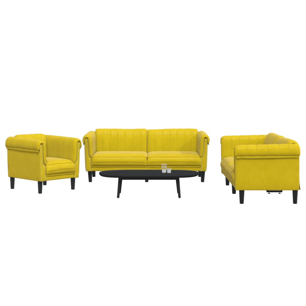 Ensemble de canapés 3 pcs jaune velours - XIOS