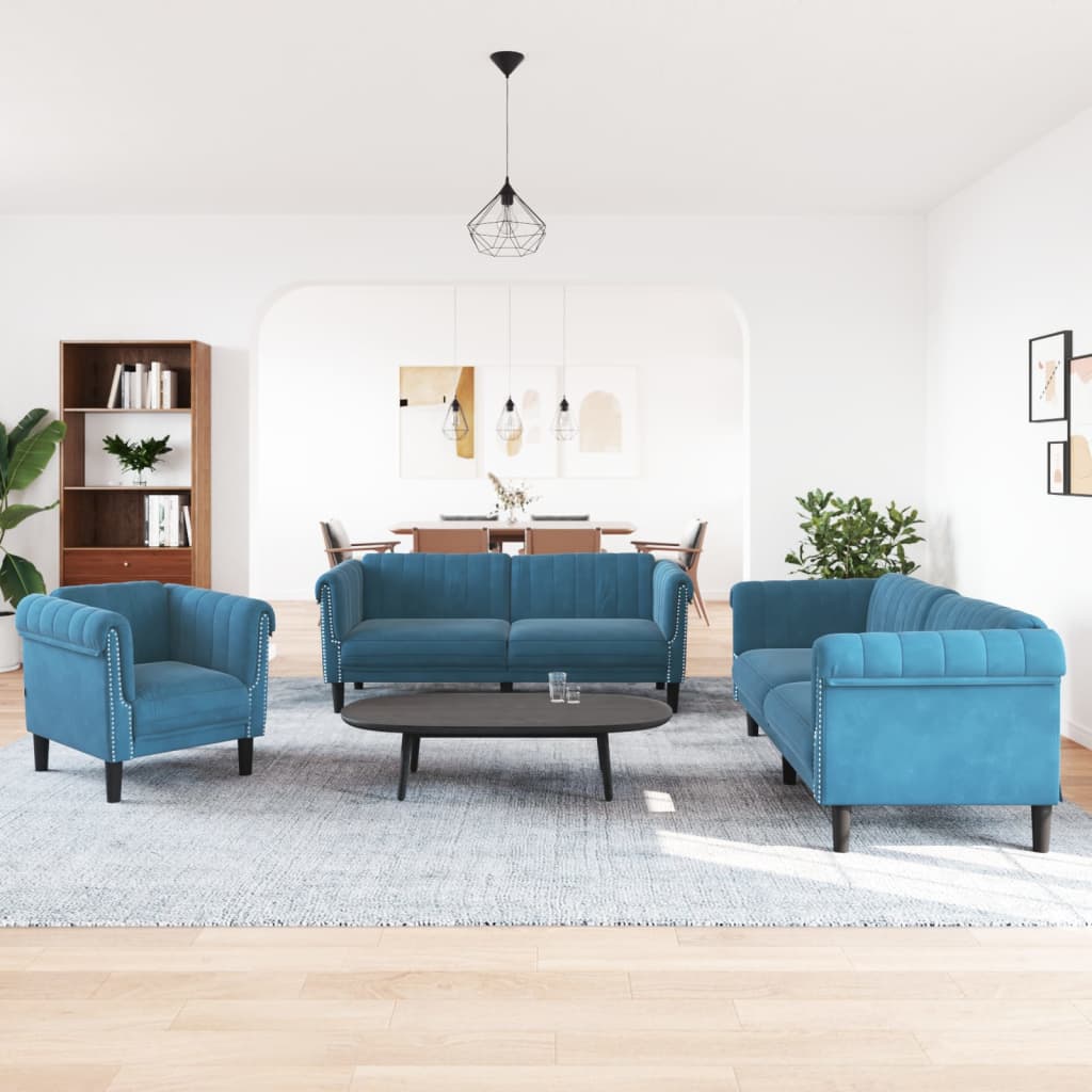 Ensemble de canapés 3 pcs bleu velours - XIOS
