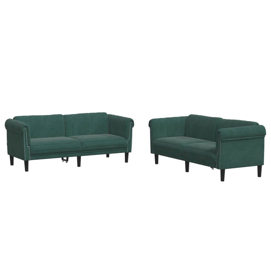 Ensemble de canapés 2 pcs vert foncé velours - XIOS