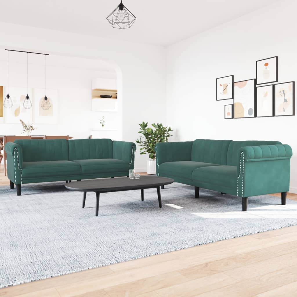 Ensemble de canapés 2 pcs vert foncé velours - XIOS